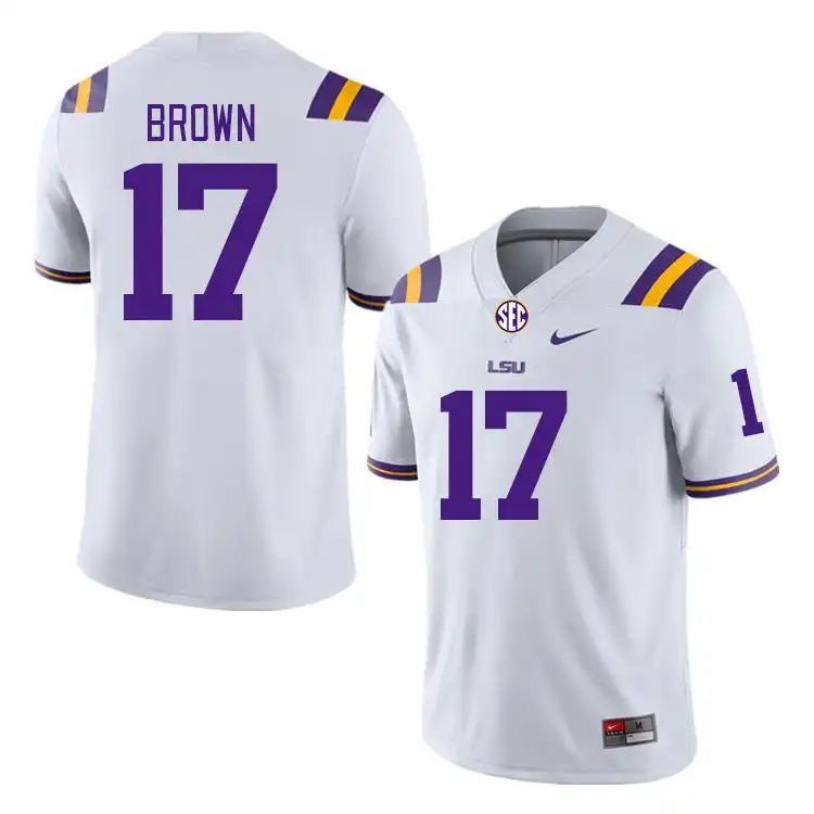 Men's LSU Tigers Jyaire Brown #17 White NCAA Football Jersey